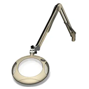 OC White 62400-5 Green-Lite&reg; LED Magnifier with 7.5" Round, 5 Diopter Lens & Edge Clamp, Shadow White
