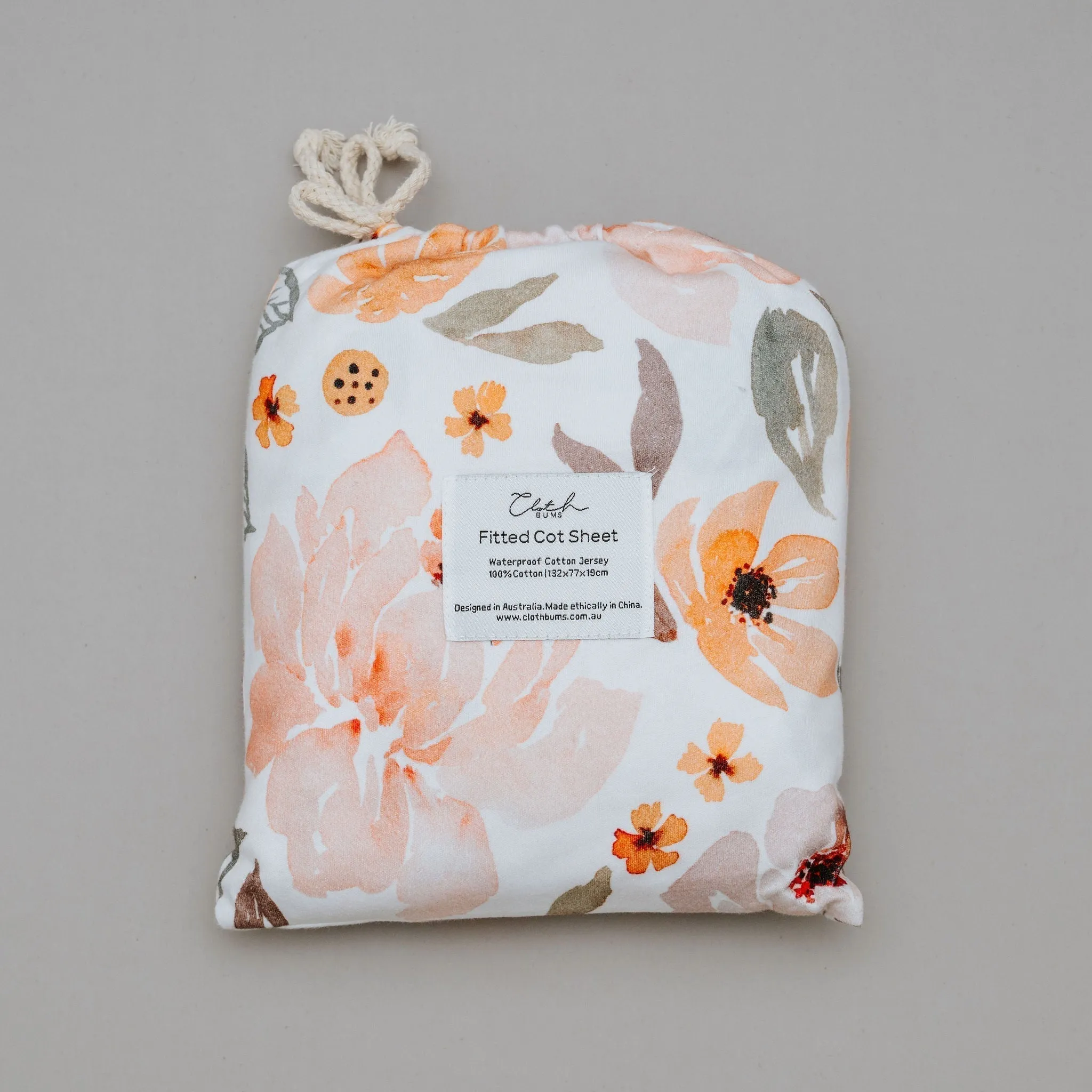 *PRE-ORDER* Waterproof Cot Sheet - Peony Pop