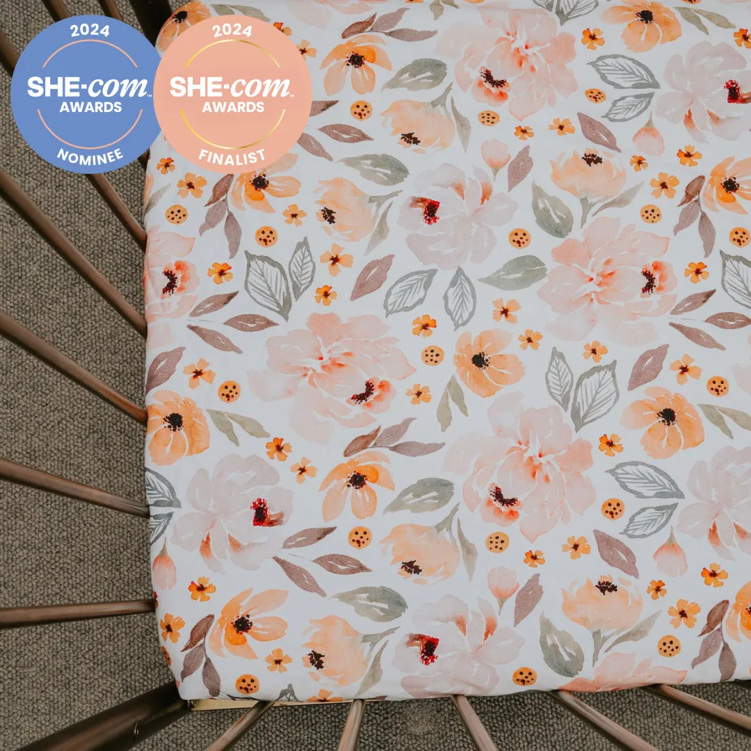 *PRE-ORDER* Waterproof Cot Sheet - Peony Pop