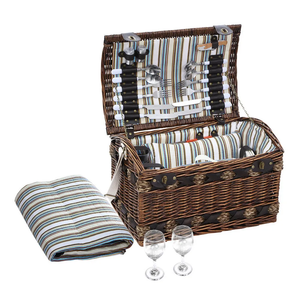 Quality Willow 4 Person Picnic Basket with Blanket - Alfresco