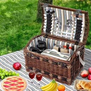 Quality Willow 4 Person Picnic Basket with Blanket - Alfresco