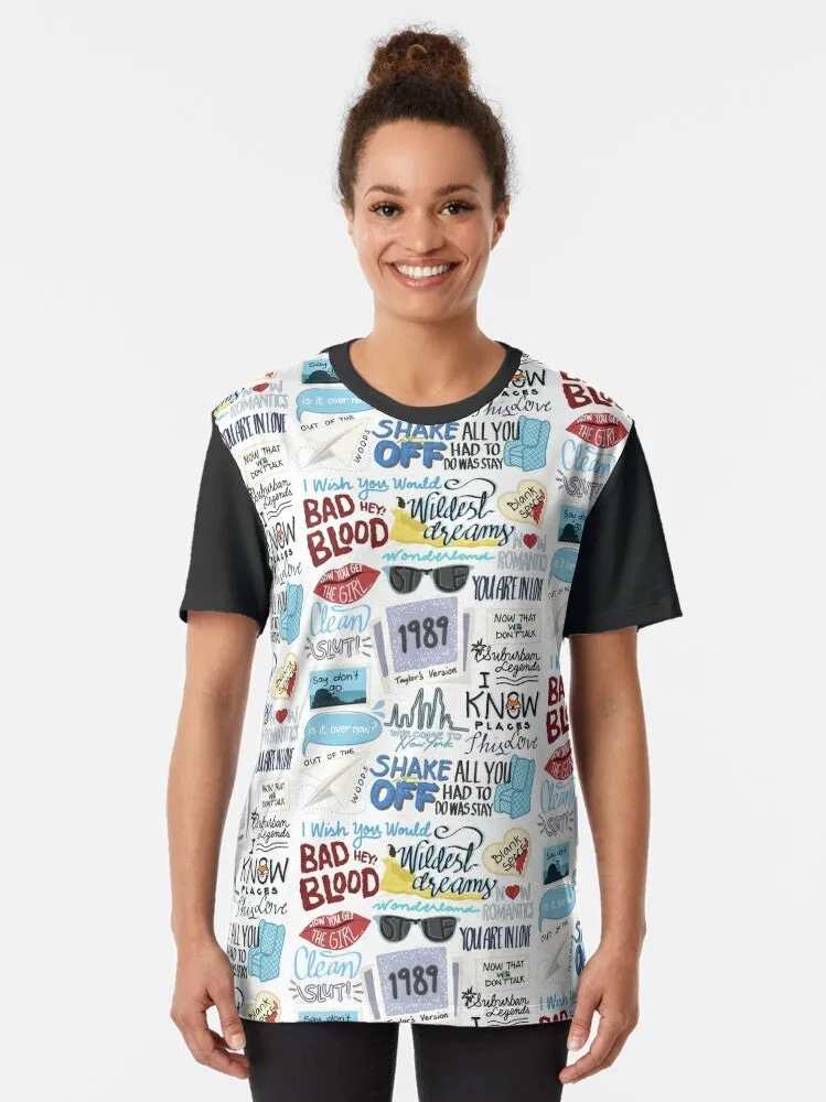 "1989 Era Taylor Swift Album Art Graphic T-Shirt"
