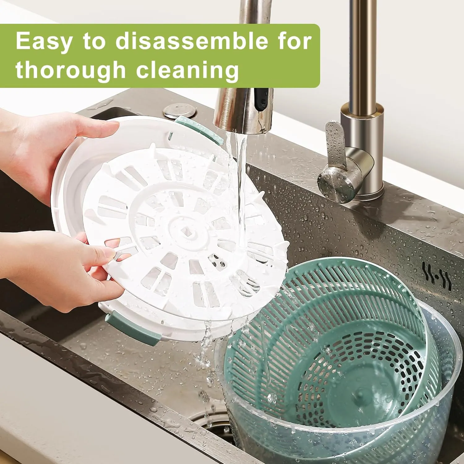 Salad Spinner, 4.8 Quart Large Capacity, Durable Multi-Use Lettuce and Fruit Washer Spinner& Dryer with Built-in Drainage System Bn-link