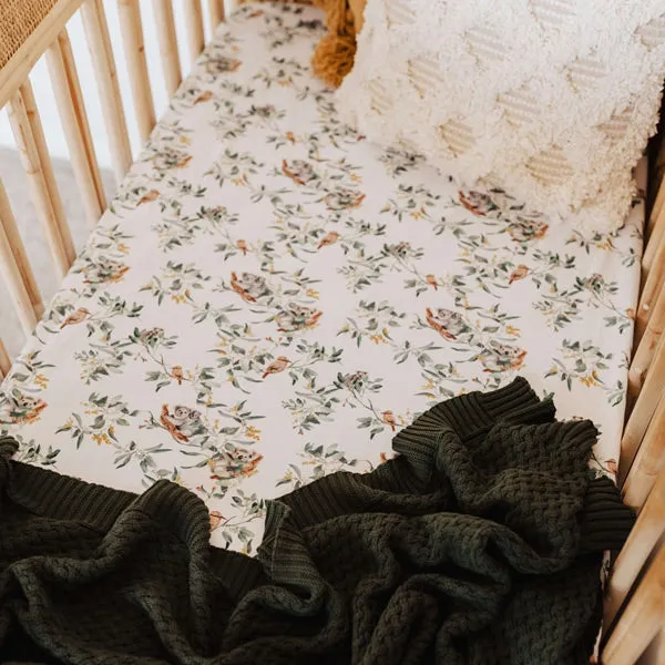Snuggle Hunny Fitted Cot Sheet - Eucalypt