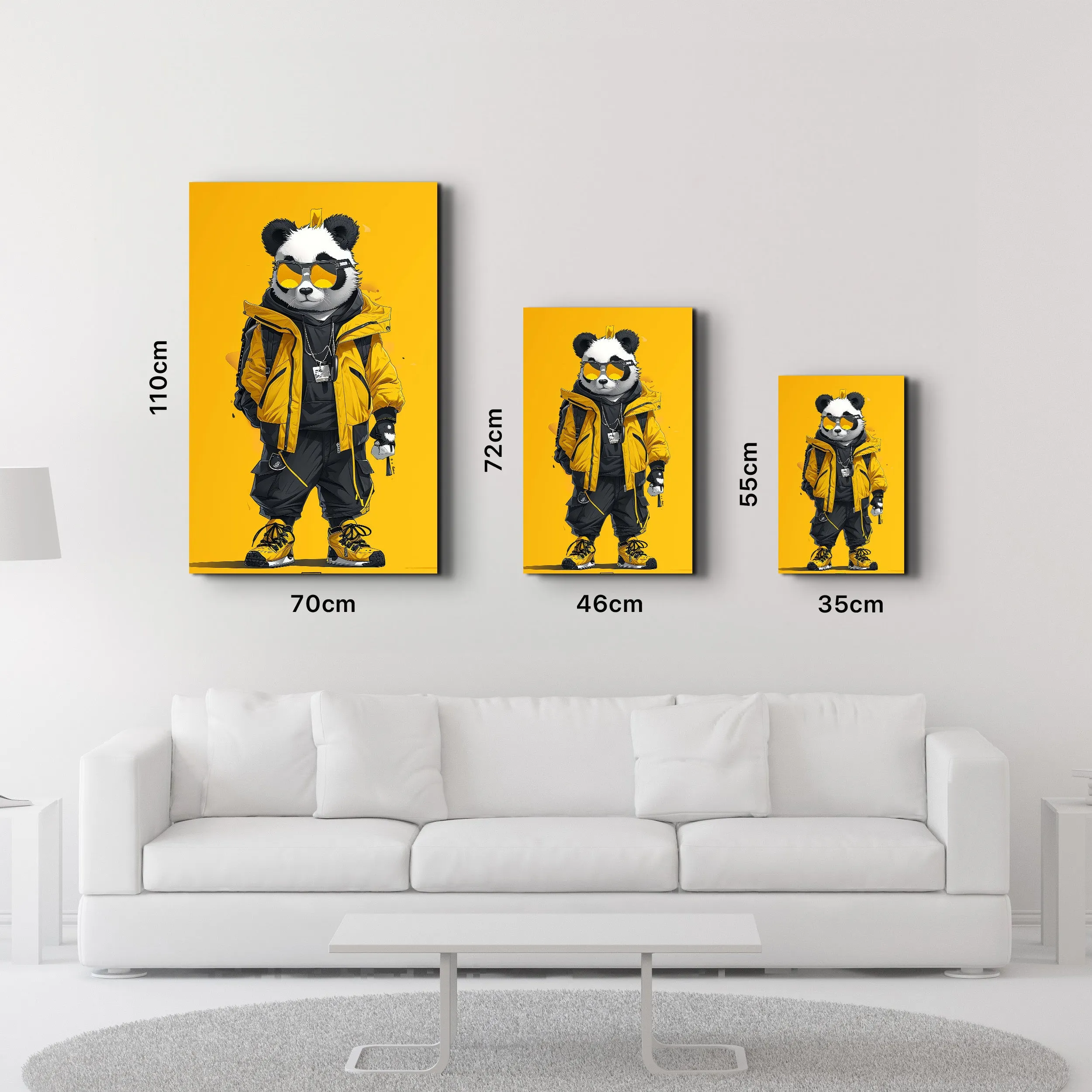 Stylish Panda - Glass Wall Art