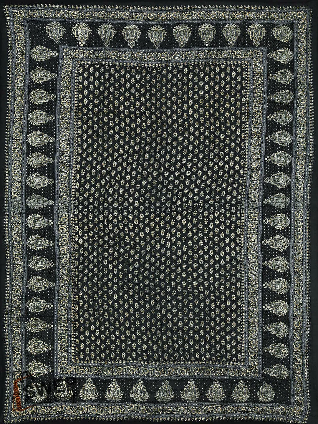 SWEP & SHOP Cotton Jaipuri Light Weight Pure Cotton Traditional Rajasthani Print Black Colour Single Bed Quilt/Razai/Rajai (55X85 Inches)