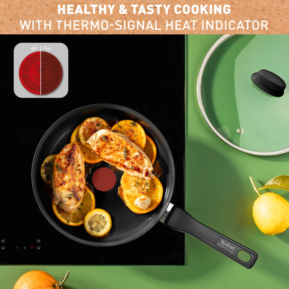 Tefal Renew Black Ceramic Sautepan   Lid 24cm - C4323223 - Ceramic Non-Stick Coating