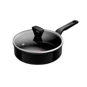 Tefal Renew Black Ceramic Sautepan   Lid 24cm - C4323223 - Ceramic Non-Stick Coating