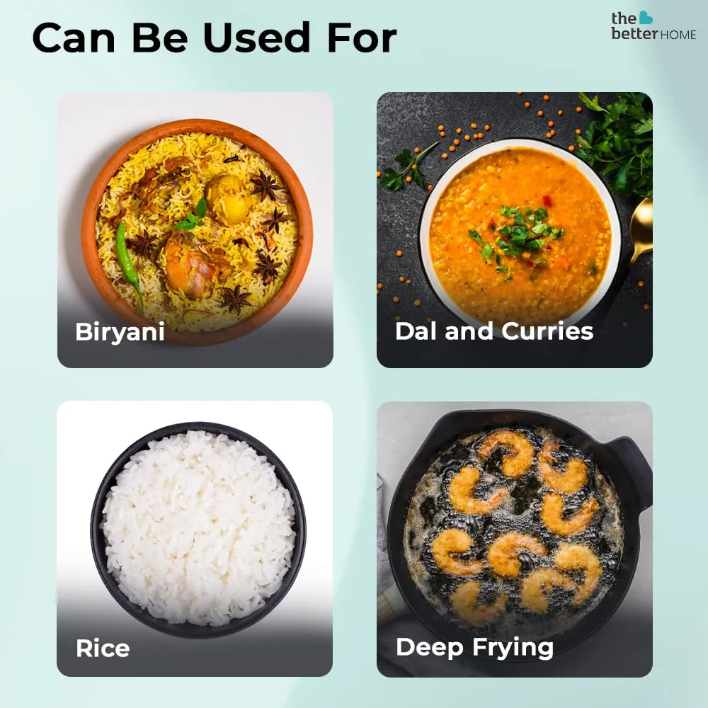 The Better Home Non Stick Handi with Lid (5L) | Big Biryani Handi| Gas Stove Cookware | Durable, Non-Toxic | Easy Grip Handle | Heat Surround Cooking | Large Tope for Cooking|Handi Pot