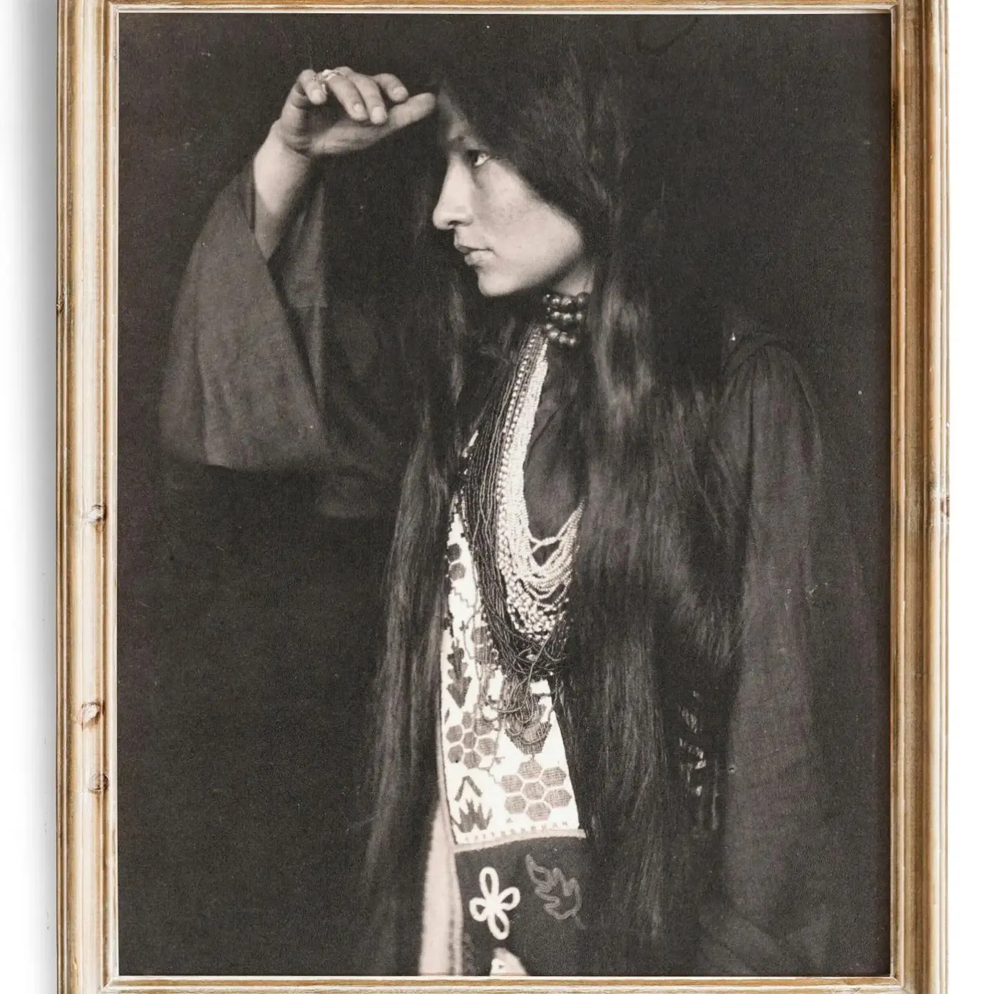 Vintage Native American Photograph | Desert Wall Art | Rustic Boho Painting | Black & White