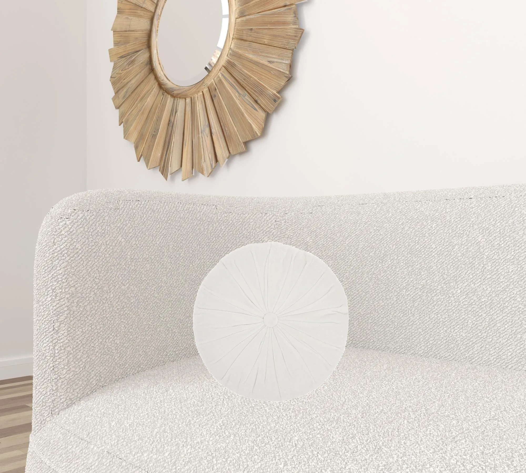 White Tufted Round Throw Pillow