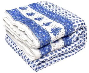 WORLDNEX 400 Tc Pure Cotton Traditional Jaipuri Design Printed Light Weight Single Bed Quilt/Razai/Rajai-85 X 55 Inches (Design 16),200 TC,Multicolor